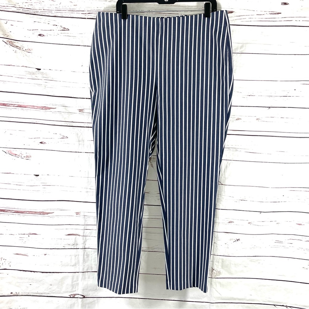 Chico's Pants Women’s Size 16R So Slimming Brigitte Slim Leg Blue Stripes.